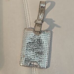 HENRI BENDEL Luxury Silver Sequin Luggage Tag